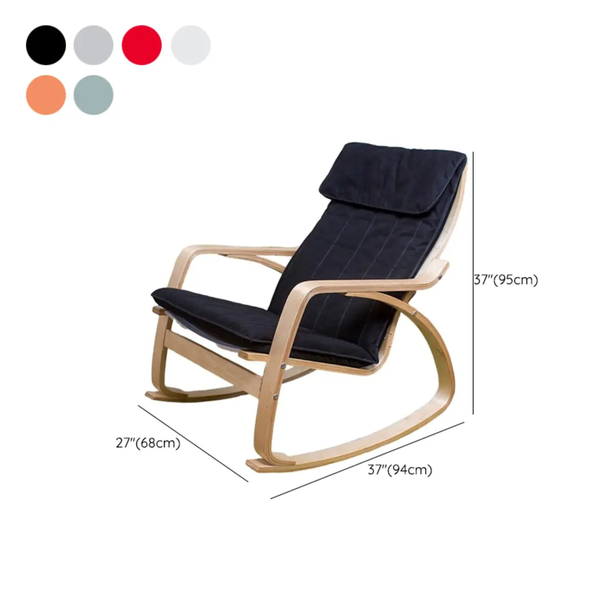 Cyan Ergonomic Track Arms Rocking Chair with Slipcover 