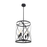 Cylinder Black Metal Adjustable Height Foyer Chandelier Image - 6