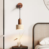 Cylinder Brown and Beige Bedside Pendant Wall Sconce Image - 1