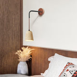 Cylinder Brown and Beige Bedside Pendant Wall Sconce Image - 4