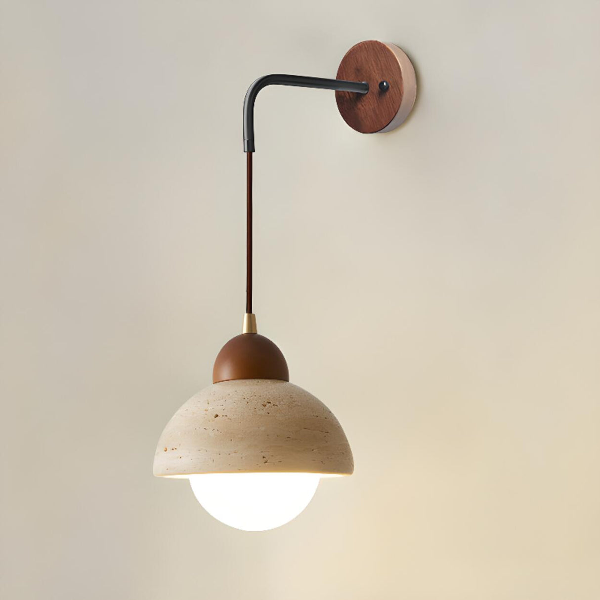 Cylinder Brown and Beige Bedside Pendant Wall Sconce Image - 7