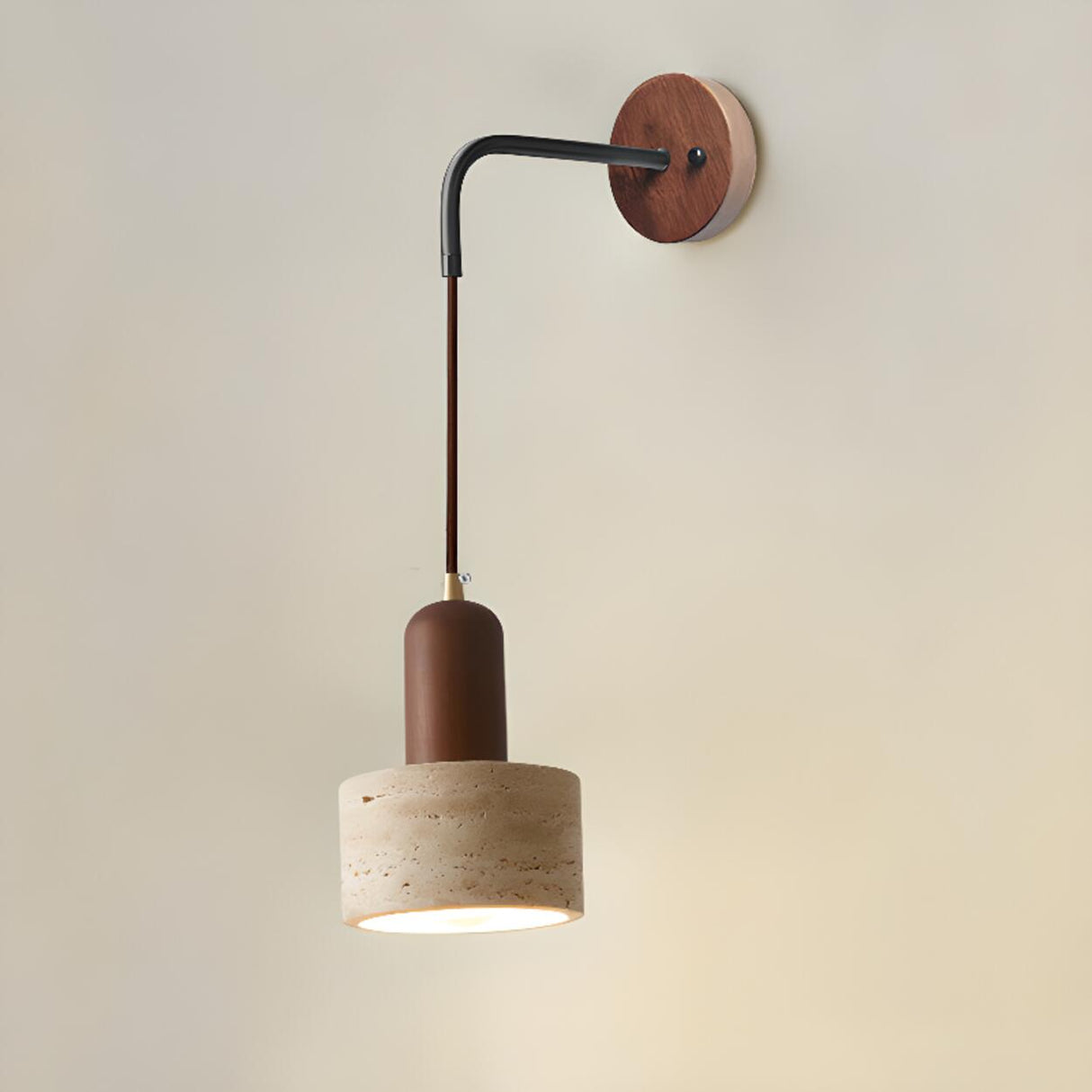 Cylinder Brown and Beige Bedside Pendant Wall Sconce Image - 9