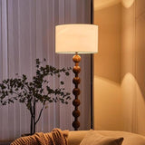 Cylinder Hugo Barbell Wooden Textured Floor Lamp Image - 1