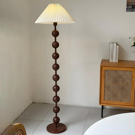 Cylinder Hugo Barbell Wooden Textured Floor Lamp Image - 2