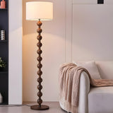 Cylinder Hugo Barbell Wooden Textured Floor Lamp Image - 3