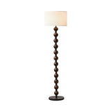 Cylinder Hugo Barbell Wooden Textured Floor Lamp Image - 5