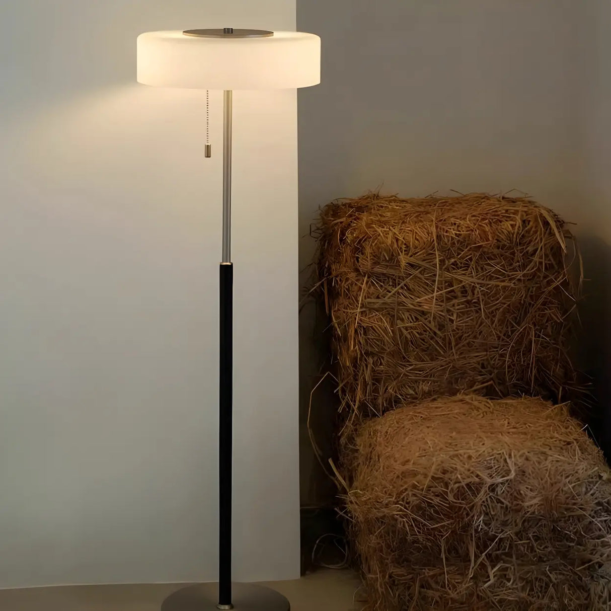 Cylinder Minimalist LED Floor Lamp with Pull Chain Image - 1