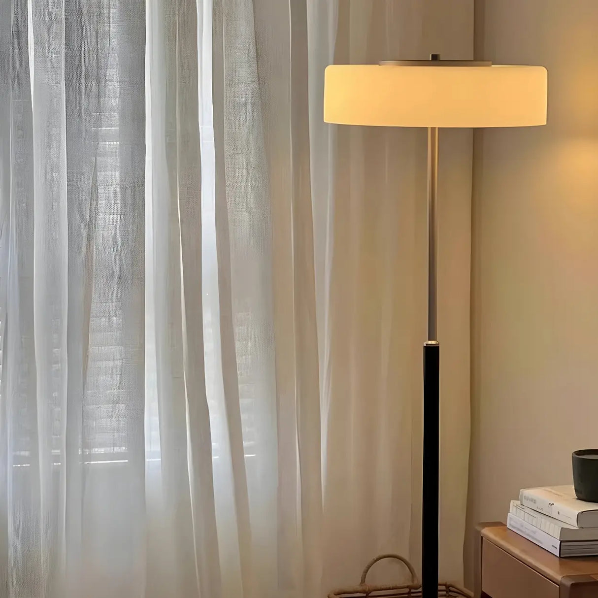 Cylinder Minimalist LED Floor Lamp with Pull Chain Image - 12