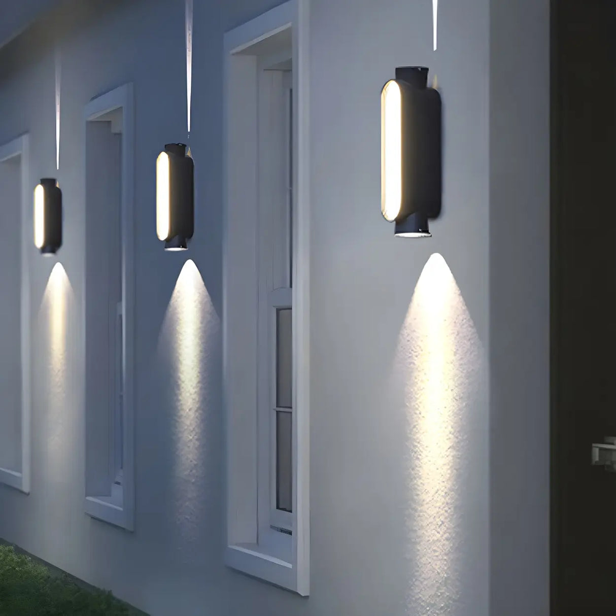 Cylinder Modern Black Metal LED Exterior Wall Light Image - 1