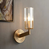 Cylinder Modern Clear Glass and Gold Vanity Light Image - 1