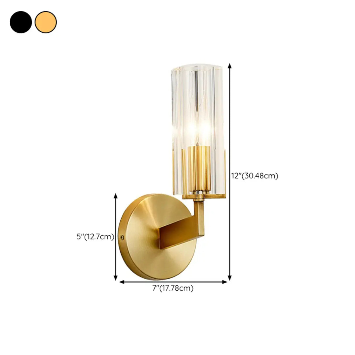 Cylinder Modern Clear Glass and Gold Vanity Light 