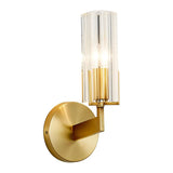 Cylinder Modern Clear Glass and Gold Vanity Light Image - 5