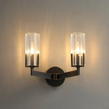 Cylinder Modern Clear Glass and Gold Vanity Light Image - 7