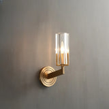 Cylinder Modern Clear Glass and Gold Vanity Light Image - 9