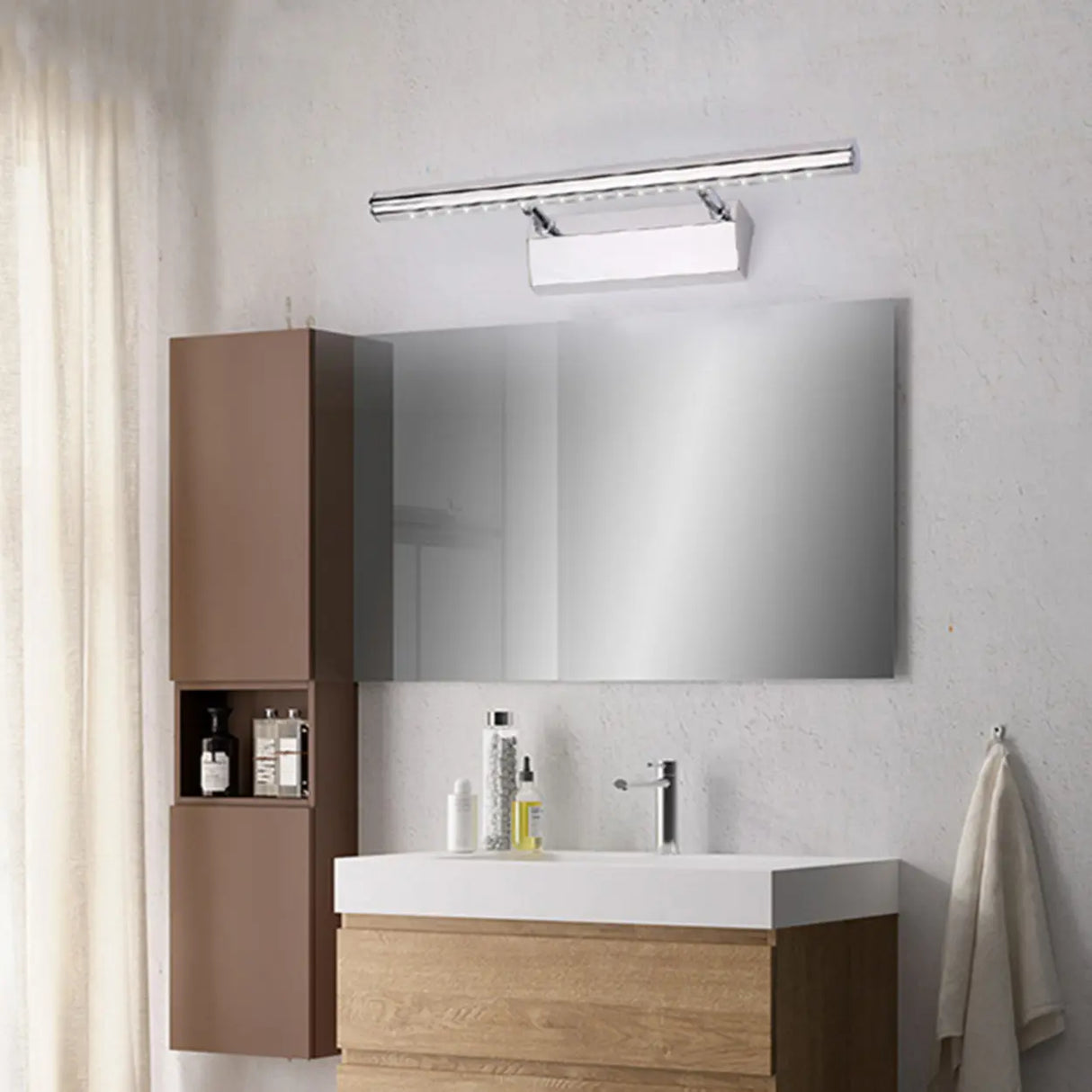 Cylinder Modern Stainless Steel Bathroom Vanity Light Image - 1