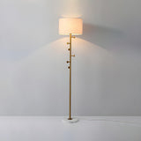 Cylinder Stylish Gold Floor Lamp with Marble Base Image - 11