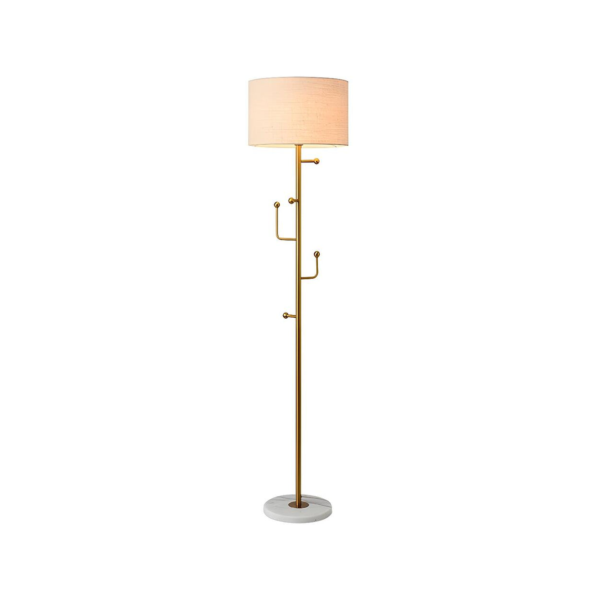 Cylinder Stylish Gold Floor Lamp with Marble Base Image - 12