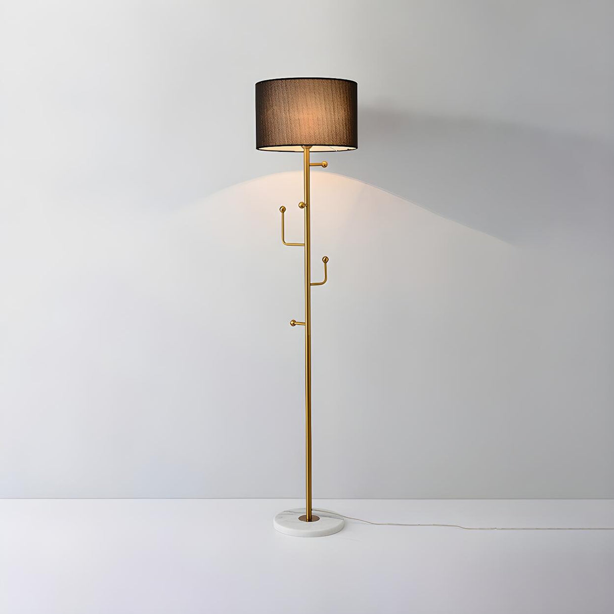 Cylinder Stylish Gold Floor Lamp with Marble Base Image - 13