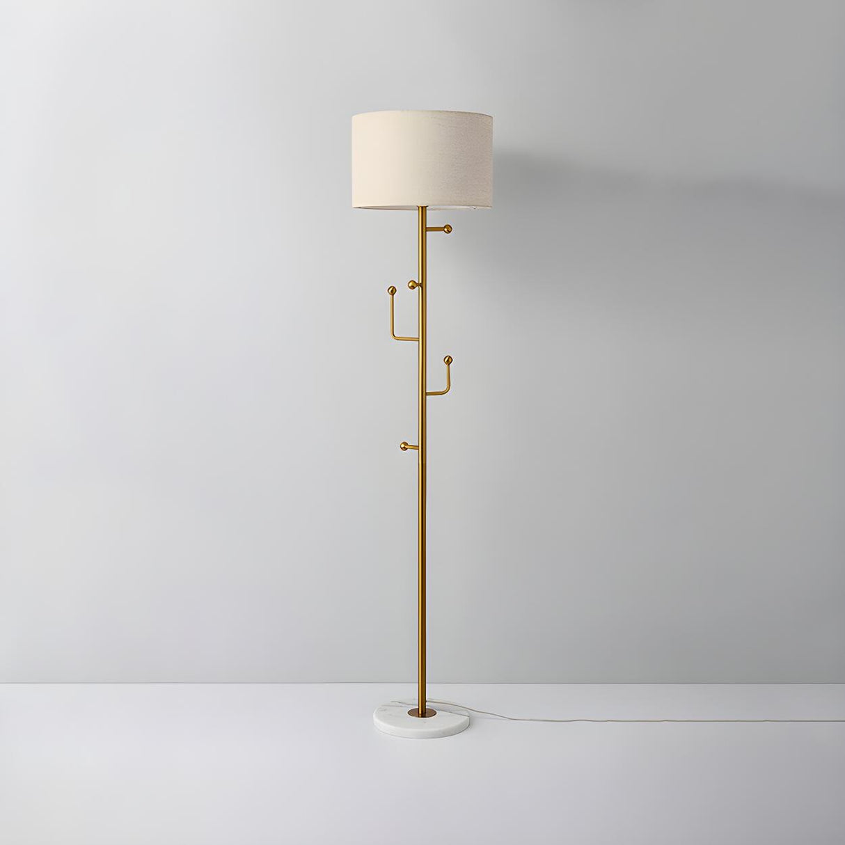 Cylinder Stylish Gold Floor Lamp with Marble Base Image - 18