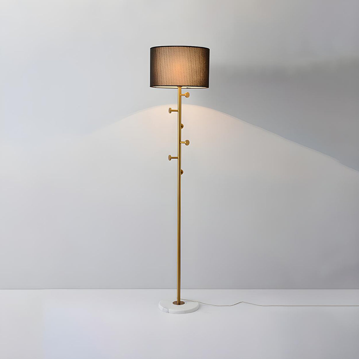 Cylinder Stylish Gold Floor Lamp with Marble Base Image - 9