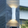 Cylinder White Metal LED Exterior Up Down Wall Sconce Image - 1