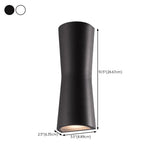 Cylinder White Metal LED Exterior Up Down Wall Sconce #size