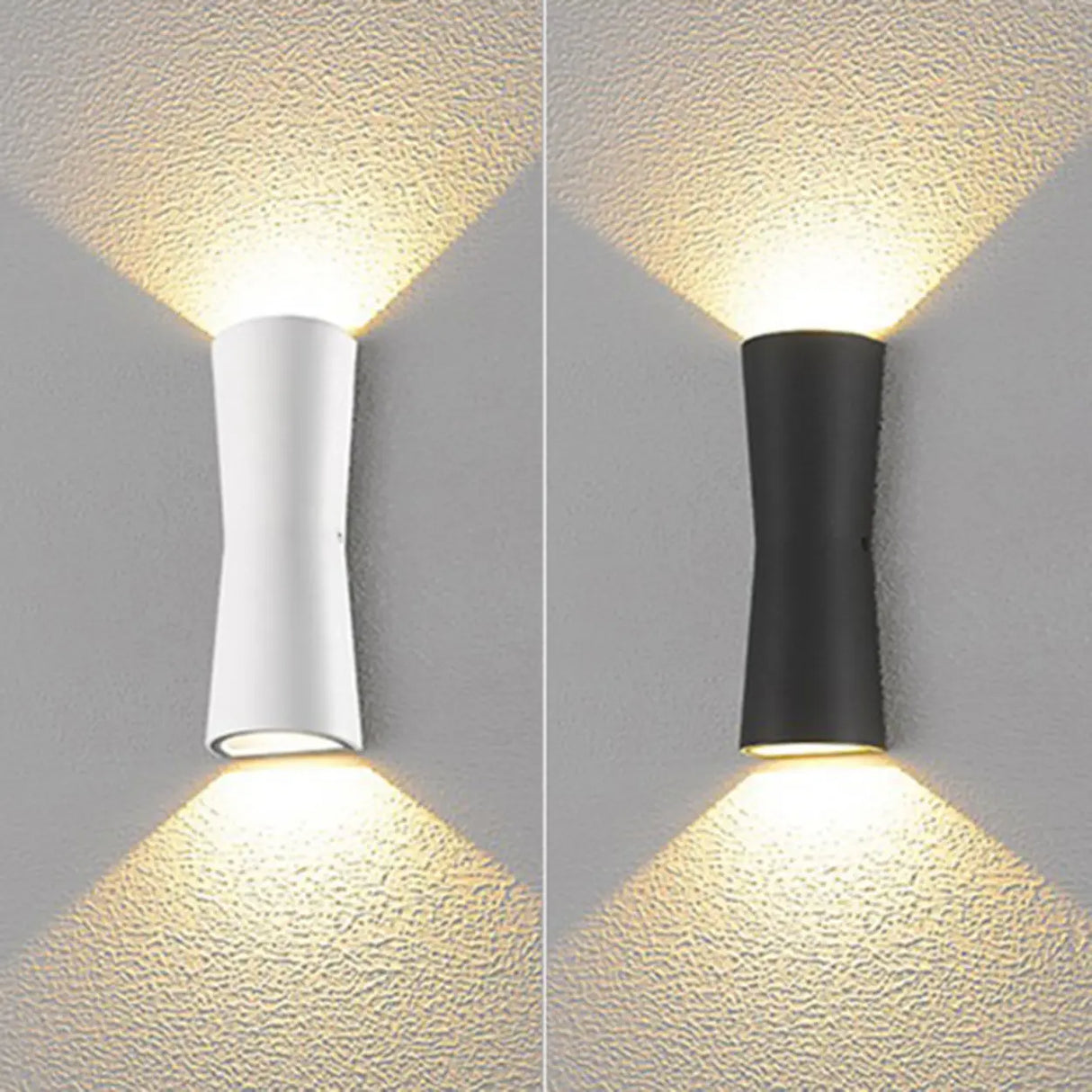 Cylinder White Metal LED Exterior Up Down Wall Sconce Image - 7