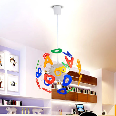 Dandelion Alphabet Kids Room Multicolor Small Chandelier Image - 1