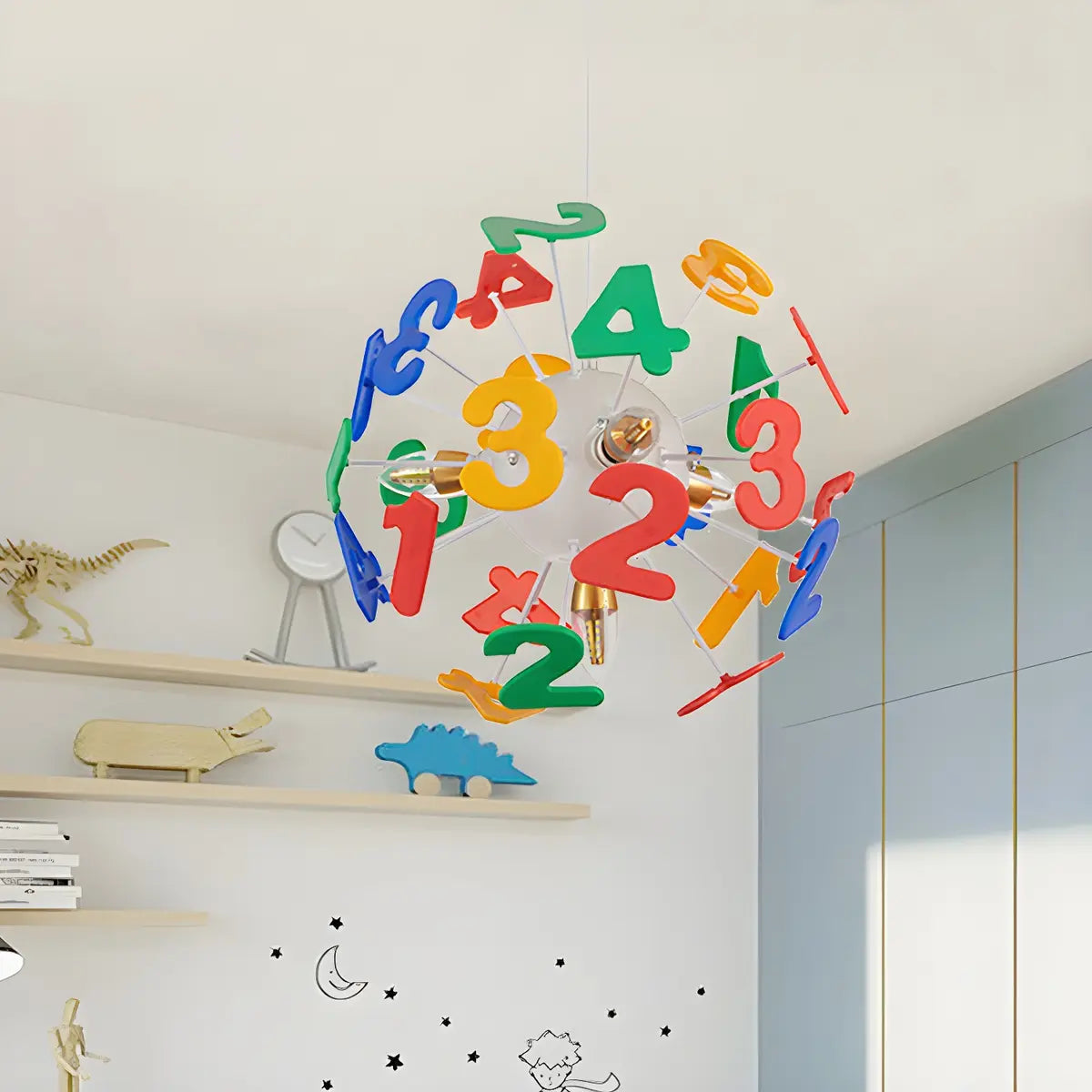 Dandelion Alphabet Kids Room Multicolor Small Chandelier Image - 6