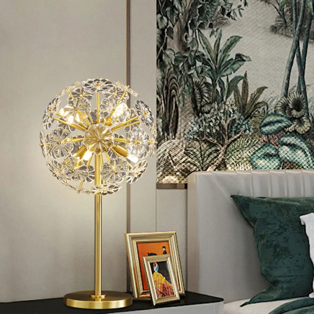 Dandelion Clear Crystal Table Lamp with 6 Bi-pin Lights Image - 10