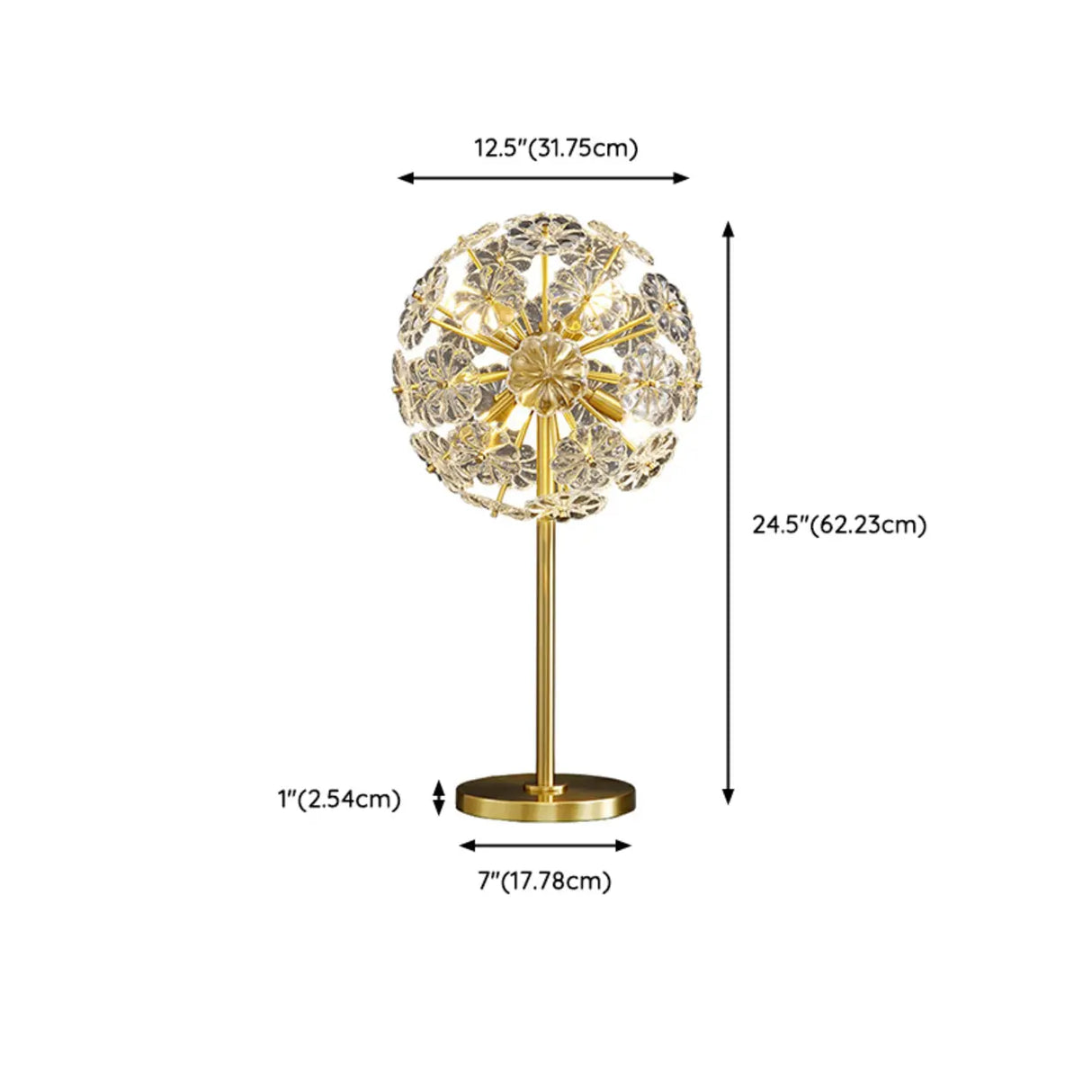 Dandelion Clear Crystal Table Lamp with 6 Bi-pin Lights 