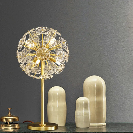 Dandelion Clear Crystal Table Lamp with 6 Bi-pin Lights Image - 1