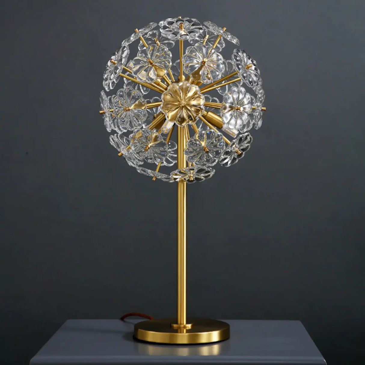 Dandelion Clear Crystal Table Lamp with 6 Bi-pin Lights Image - 4