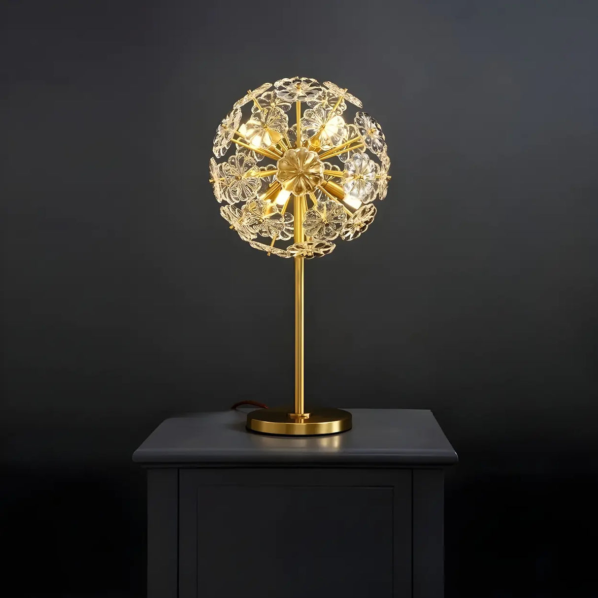 Dandelion Clear Crystal Table Lamp with 6 Bi-pin Lights Image - 6