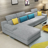 Dark Blue L-Shape Sofa Chaise with Concealed Support Image - 11