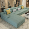 Dark Blue L-Shape Sofa Chaise with Concealed Support Image - 3