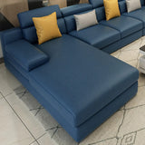 Dark Blue L-Shape Sofa Chaise with Concealed Support Image - 8