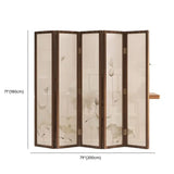 Dark Brown Lotus Leaf Wood Folding Translucent Room Divider Image - 23