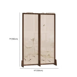 Dark Brown Lotus Leaf Wood Folding Translucent Room Divider Image - 24