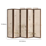 Dark Brown Lotus Leaf Wood Folding Translucent Room Divider Image - 28