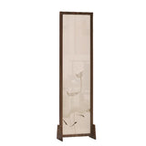 Dark Brown Lotus Leaf Wood Folding Translucent Room Divider Image - 4