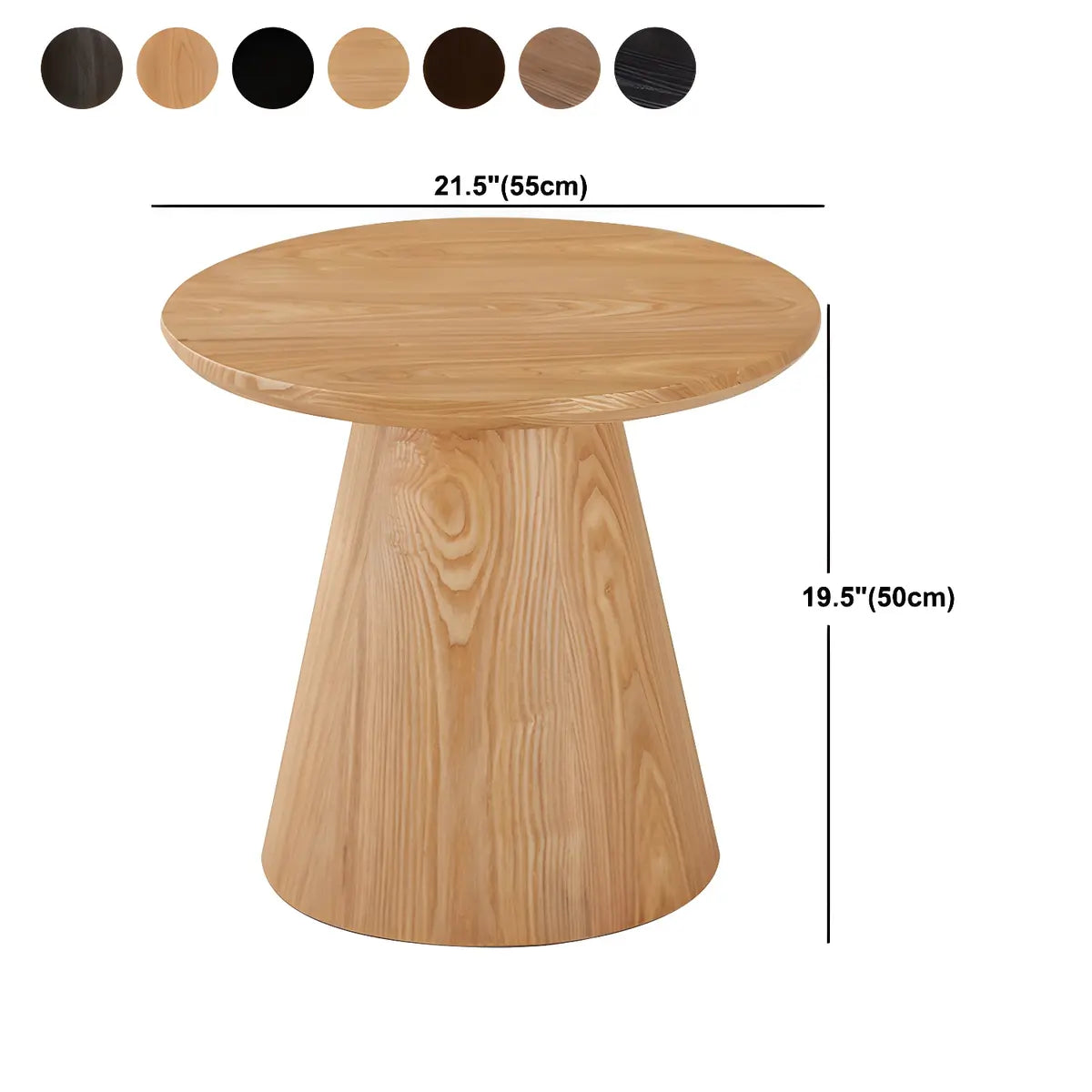 Dark Coffee Pine Wood Pedestal Base Round Coffee Table 