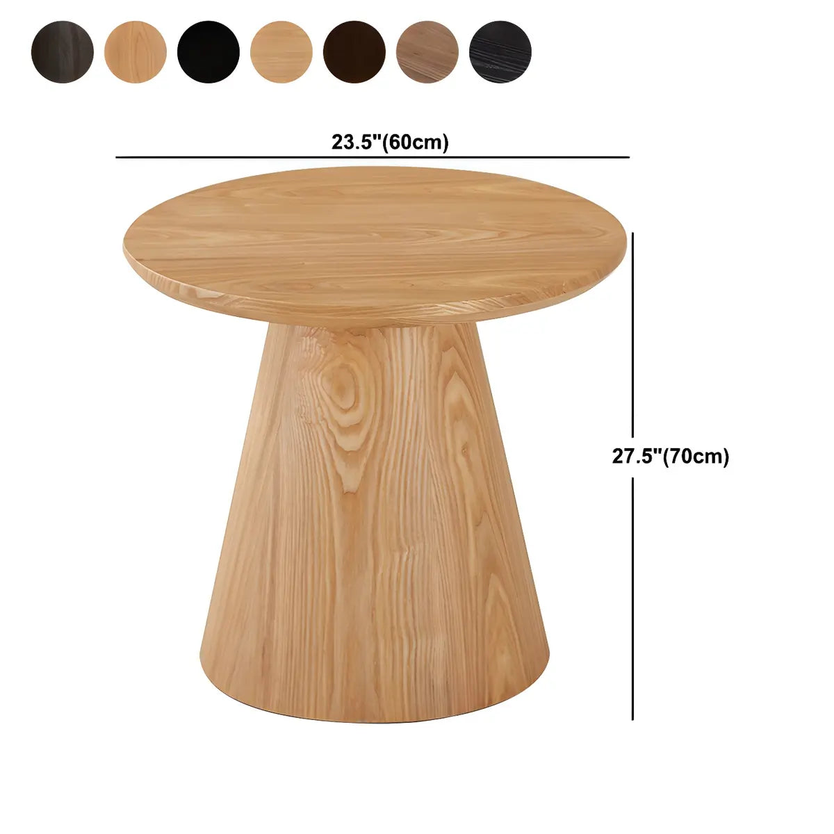 Dark Coffee Pine Wood Pedestal Base Round Coffee Table Image - 12