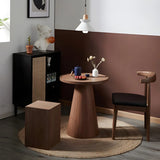 Dark Coffee Pine Wood Pedestal Base Round Coffee Table Image - 2