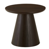 Dark Coffee Pine Wood Pedestal Base Round Coffee Table Image - 7