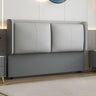 Dark Gray Leather Upholstered Wingback Headboard Image - 10