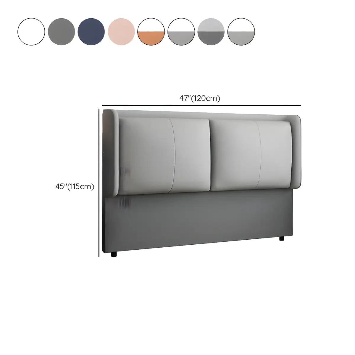 Dark Gray Leather Upholstered Wingback Headboard 