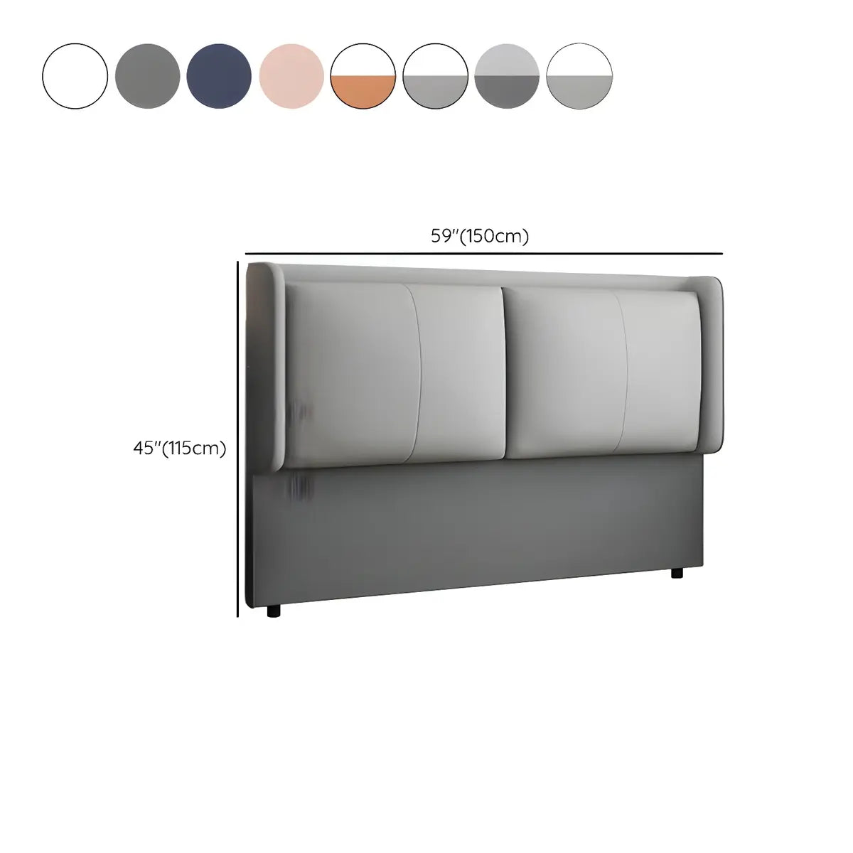 Dark Gray Leather Upholstered Wingback Headboard Image - 15