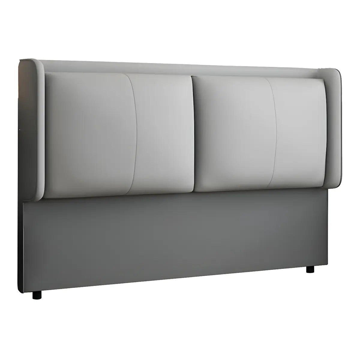 Dark Gray Leather Upholstered Wingback Headboard Image - 5