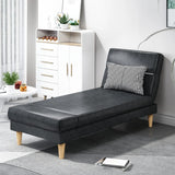 Dark Gray Reclining Rectangular Fabric Armless Chaise Image - 10